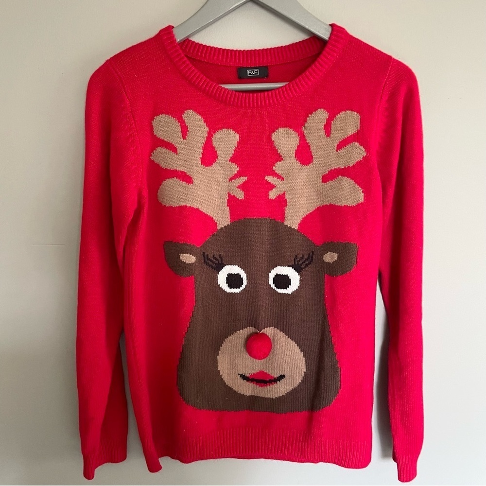Christmas Sweater | Reindeer | Fuzzy | Holiday  | Party | Festive Pullover | S